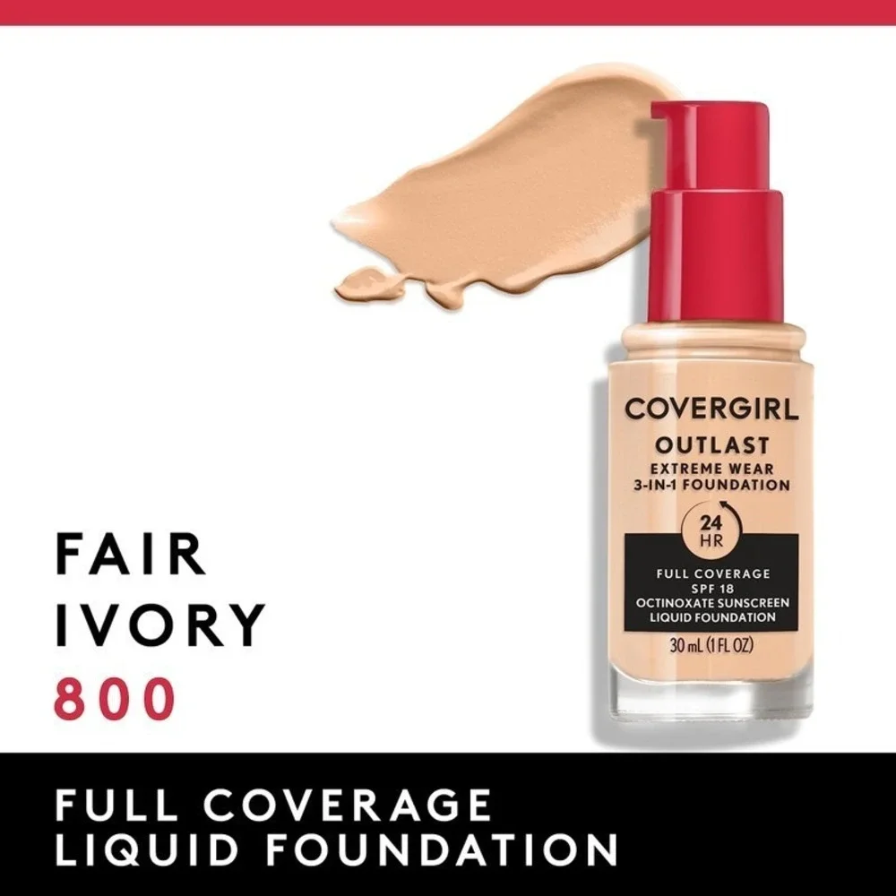 Covergirl Outlast Extreme Wear Liquid Foundation 800 Fair Ivory 30 mL/1 fl oz
